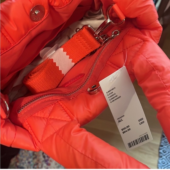 NWT UO Puffer Quilted Tote Crossbody Bag Y2K 90s Coral - Picture 4 of 4